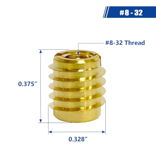 IRONCODE brass threaded inserts for wood installation kit with #8-32 knife thread inserts, drill, and installation tool
