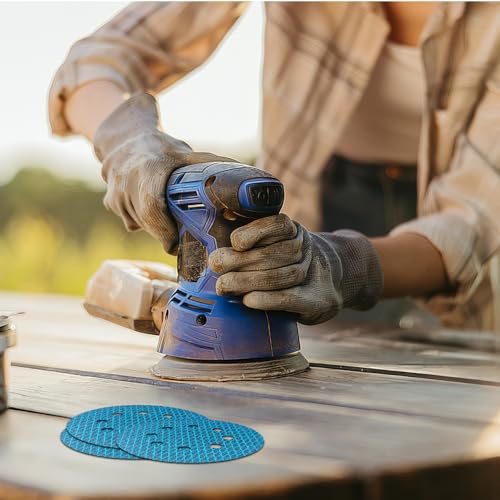 Pack of 80 125 mm Sandpaper, Eccentric Sanding Discs, 8-Hole Grain 60-400 Sanding Pads, Abrasive Resistant to Clogging for Random Orbital Sander Sanding Machine Polishing Machine 60/80/120/150/180/240/320/400