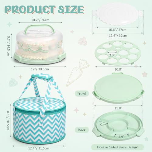 Ferrochef 10-inch cupcake carrier with lid and handle, portable insulated bag for transporting cupcakes and baked goods.