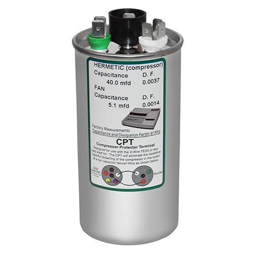 Goodman CAP050400440RTP Replacement - 40 + 5 uf / Mfd 370 / 440 VAC AmRad Round Dual Universal Capacitor , Made in the U.S.A.