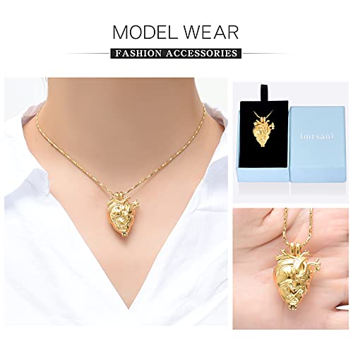 Anatomical Heart Urn Necklaces for Ashes Cremation Jewelry for Ashes Holder gold