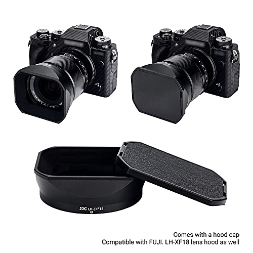 JJC Metal Square Lens Hood for Fujifilm Fuji Fujinon XF 18mm f/1.4 R LM WR Lens Replaces Fujifilm LH-XF18 Lens Hood with a Hood Cap on Camera X-T5 X-T4 X-T3 X-T30 II X-T20 X-S20 X-S10 X-H2S X-H2 For XF 18mm f/1.4