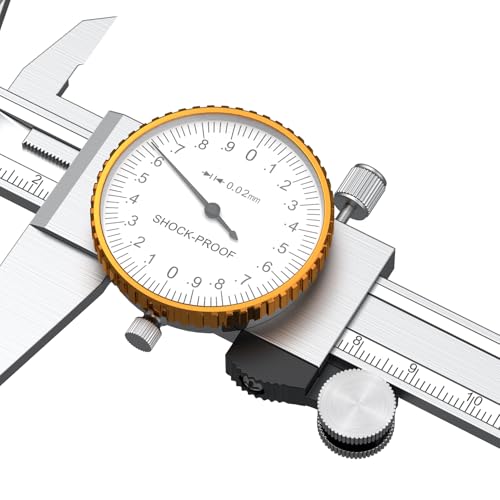 Dial Vernier Caliper 0-150mm Stainless Steel Scale Caliper Watch Caliper Analog 0.02 Resolution Industrial Shockproof Metric Measuring Tool