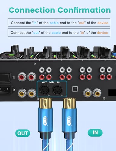 EMK 5-Pin DIN MIDI Cable Male to Male Midi Cables Compatible with MIDI Keyboard/Synthesizer/Guitar Multi Effects/Audio Interface/Audio Mixer/Audio Amplifier/External Sound Card (6.6Feet/2m-2PCS) 6.6Feet/2m-2PCS