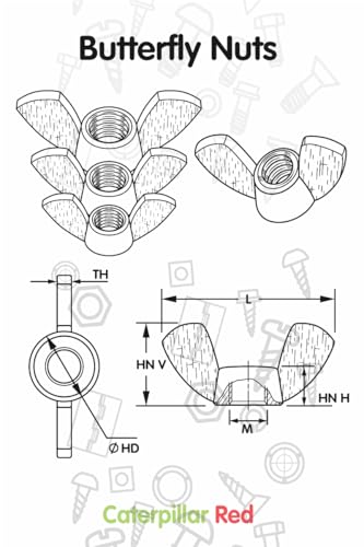 Caterpillar Red M5 clear acrylic butterfly wing nuts, 20-piece set of transparent thumb nuts
