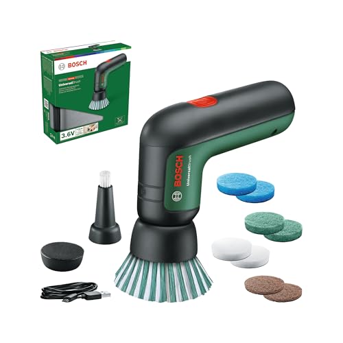 Bosch Electric Cleaning Brush UniversalBrush (3.6 V Integrated Battery, 1 Micro-USB Cable and 4 Cleaning attachments Included, in Carton Packaging)