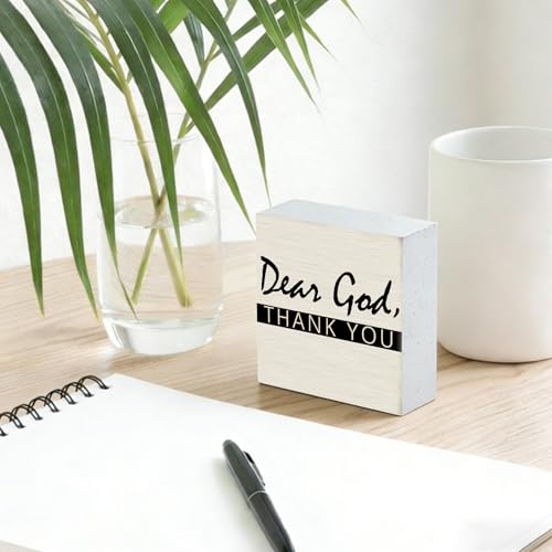 Home Decor Wooden Box Sign Farmhouse Shelf Table Decor Christian Office Accents For Living Room Mantle Coffee Bar Bookshelf Kitchen Entryway 5x5 Inches