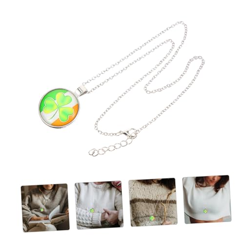 Shamrock Necklace for Women St Patrick’s Day Pendant Jewelry Dainty Crystal Glass Clover Charm Gift for Teens and Girls Festive Accessory