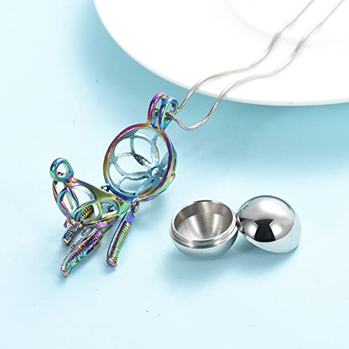 Dream Catcher Urn Necklace for Ashes Cremation jewelry for Women Men Stainless Steel Memorial Necklaces Ash Holder for Human Pets Keepsake Jewelry with Fill Tool Rainbow-Silver