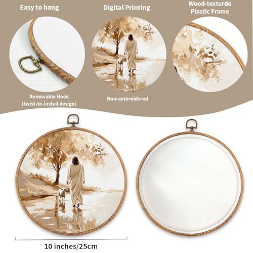 Christian Jesus and Lost Lamb Round Wall Art Decor, Room Church Decorations