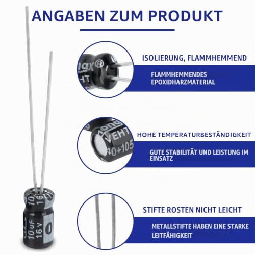 Electrolytic Capacitors 10uF 16V Aluminum Radial Electrolytic Capacitors Pack of 50 16V 10uF