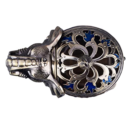 K COOL Metal Backflow Incense Holder Elephant Cone Incense Burner Candle Holder with Lid, Aromatherapy Ornament Home Office Decoration for Indoor Outdoor (Navy Blue) Navy Blue