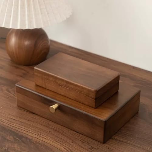 Wooden Jewelry Box, Simple Solid Wood Wooden, Ring Holder and Necklace Organizer, Black Walnut, 24 * 15 * 6cm L24*W15*H6cm