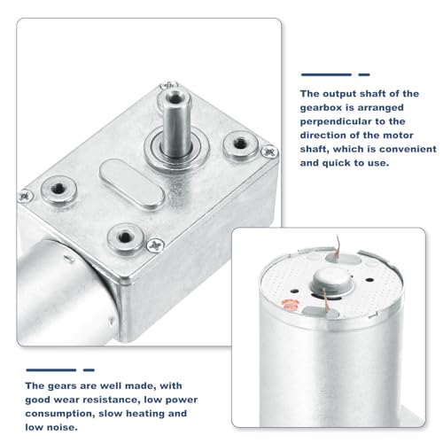 QUARKZMAN Pack of 2 DC 12 V 6 rpm reversible worm gear motor reduction motor 6 mm D-shaped shaft high torque gear box reduction electric motor for sweepers, printers, ovens | High Torque Gear Box Reduction Electric Motor, 6RPM, 6mm D-Shaped We...