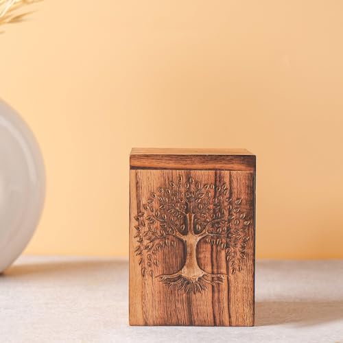 Hashcart Traditional Wooden Urn for Human or Pet Ashes, 12 Lbs