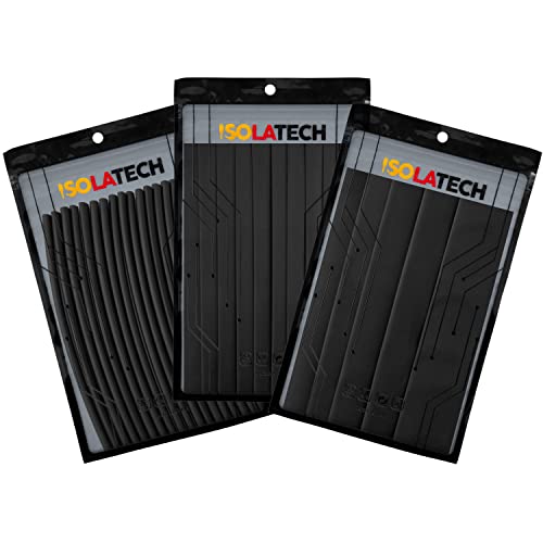 Insulatech Heat Shrink Tubing Set Black 2:1 Diameter 1 mm Diameter 2 mm without Adhesive | Unlabeled, 55-piece set, 30 x 20 cm Ø1 mm and 25 x 20 cm Ø2 mm, made of polyolefin, for insulating cables and soldered connections. Bundles 1+2 mm Ø