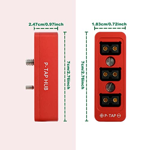 Alvin's Cables D-tap Splitter P-Tap HUB Cable Dtap Male to 3 Port D tap Female Splitter Cable with Screw Threads for ARRI RED Z CAM Cameras TILTA Steadicam IDX V-Mount Battery 50cm/19.7in red