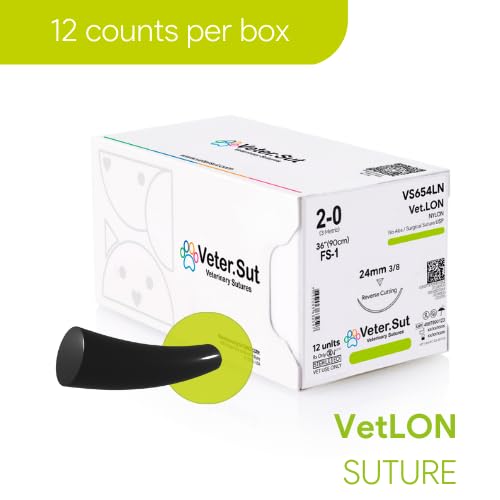 [Australia - AusPower] - VeterSut VetLON Non-Absorbable Nylon Surgical Suture USP Size 2-0, (FSLX) 3/8 36mm Reverse Cutting Needle, 36 Inches (90 cm), 12 Count, Veterinary Use Only 