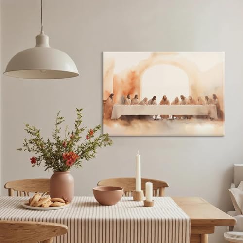QQXKVXOB Jesus Last Supper Wall Art Leonardo da Vinci Canvas Print Posters Wall Decor Christian Home Decor for Living Room Dining Room Prayer Room Bedroom 12x16 in Jesus02 12"L x 16"W