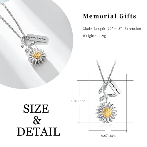 shajwo Sunflower Urn Necklace for Ashes for Women Cremation Jewelry for Human Ashes Memorial Keepsake Pendant Mom