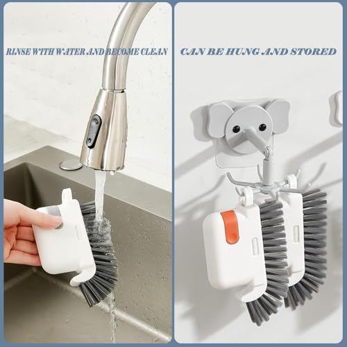 6 Pieces Multifunctional Ergonomic Bathroom Cleaning Brush Replaceable Heads Sponge Cleaner Corner Joints Tiles Shower