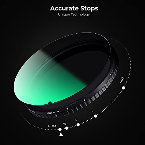 K&F Concept 62mm Variable ND Filter ND2-ND32 Camera Lens Filter (1-5 Stops) No X Cross HD Neutral Density Filter with 28 Multi-Layer Coatings Waterproof (Nano-X Series)