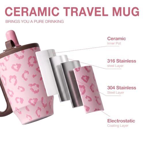 BABLOV 23oz Ceramic Lined Tumbler with Straw Insulated Coffee Tumbler