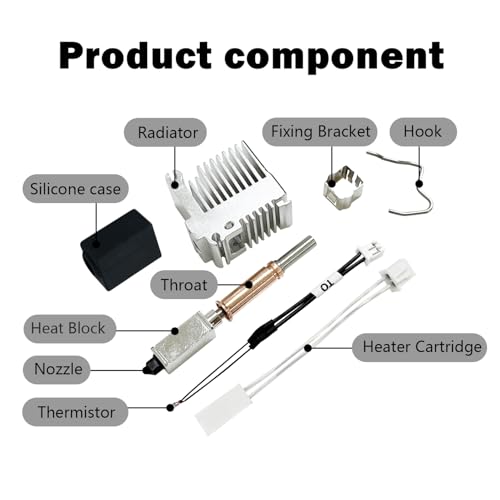 HzdaDeve Ceramic Hotend for Cobra 3 Combo Hot End Kit Print Head Heatsink Block Heater Cartridge Thermistor Hardened Steel Nozzle Silicone Cover for Anycubic Kobra 3/ACE Pro 1PK