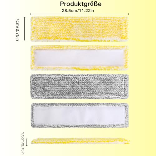 Pack of 6 Replacement Pads Compatible with Kärcher Window Vacuum Cleaner Replacement Parts, Window Vacuum Cleaner Accessories, Microfibre Mop Covers, Suitable for Kärcher Window Cleaner WV2 WV5 WV6