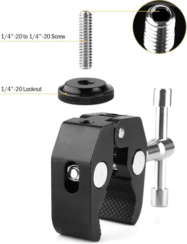 ChromLives Super Clamp Crab Clamp Photography w/ 1/4'' and 3/8'' Thread Rod Clamp Pliers Clip for DSLR Rig Cameras, 15mm Rods, Lights, Umbrellas, Hooks, Plate Glass, Cross Bars and More 2Pack