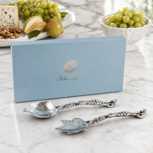 Arthur Court Grapevine salad serving set with 11-inch aluminum fork and spoon for elegant entertaining.