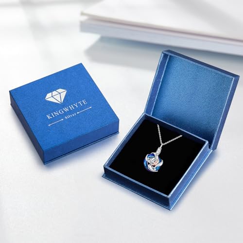 KINGWHYTE Dolphin Urn Necklace 925 Sterling Silver Crystal Ashes Necklace Urn Necklace for Ashes Crystal Cremation Keepsake Jewellery Ash Dolphin Gifts for Women Girls