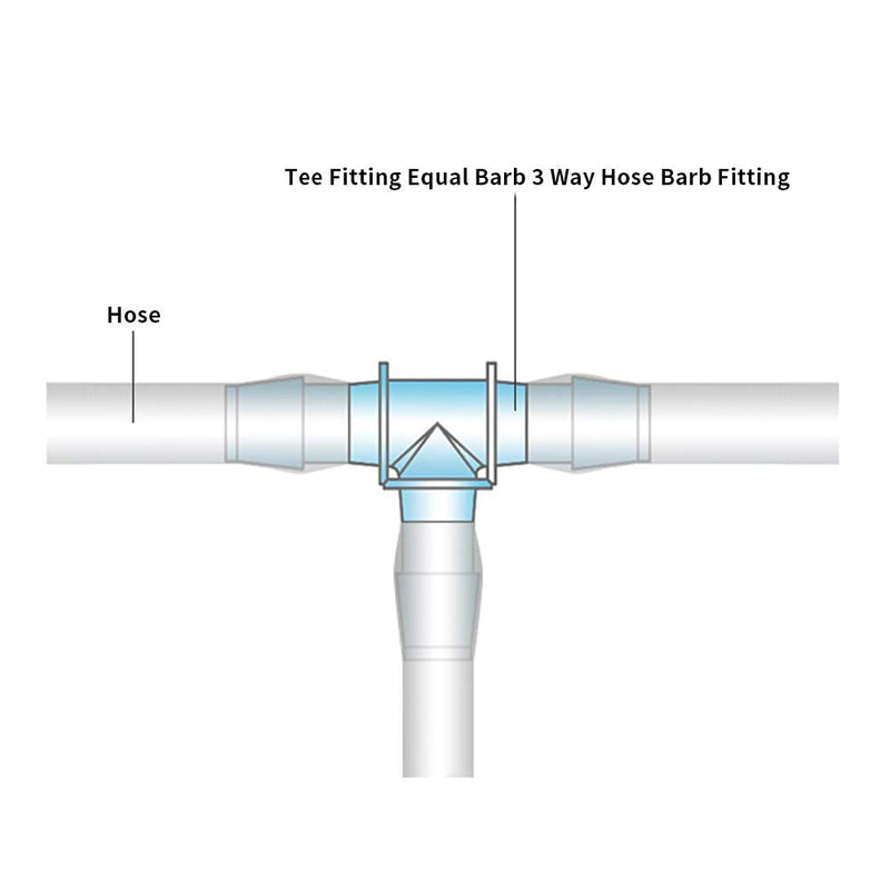 3/8" Tee Fitting Equal Barb 3 Way Hose Barb Fitting?Splicer Joint Mender Adapter Union Fitting for Fuel Gas Liquid Air (Pack of 5) 3/8 Inch