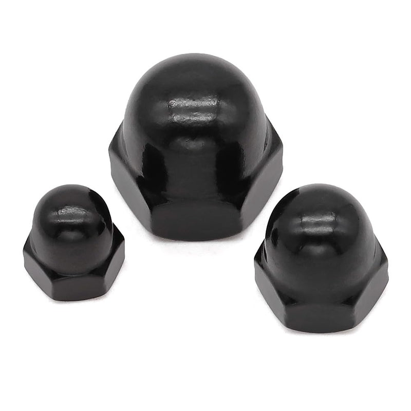[Australia - AusPower] - 1/2-13 (10 Pack) Stainless Steel Cap Nuts, Acorn Cap Dome Head Nuts US Standard, Stainless Steel 304 (18-8), UNC Coarse Thread, Black Coated 1/2"-13 10 