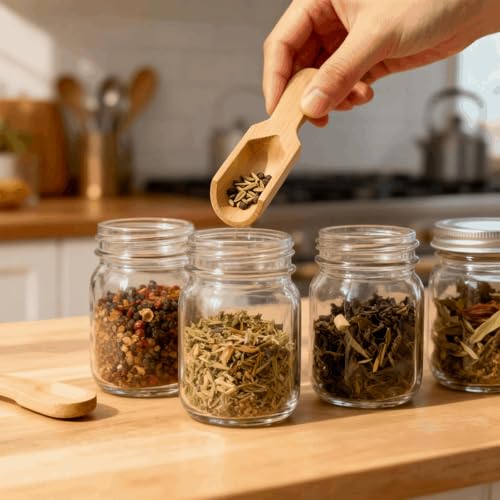 100 Pack Mini Wooden Spoons for Jars, Bath Salts, Spices, Sugar Scrubs, Cooking, Tea, Candy - Natural Wood Scoops, 2.95 Inch (100 Pack) 100