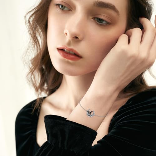 VONALA 925 Sterling Silver Moon Cat Urn Bracelets for Women Celtic Urn Bracelet Moon Ashes Bracelet Black Cat Cremation Jewelry
