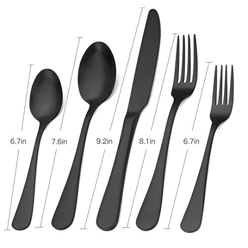 Matte Black Silverware Set, Satin Finish 20-Piece Stainless Steel Flatware Set,Kitchen Utensil Set Service for 4,Tableware Cutlery Set for Home and Restaurant, Dishwasher Safe Matte Black