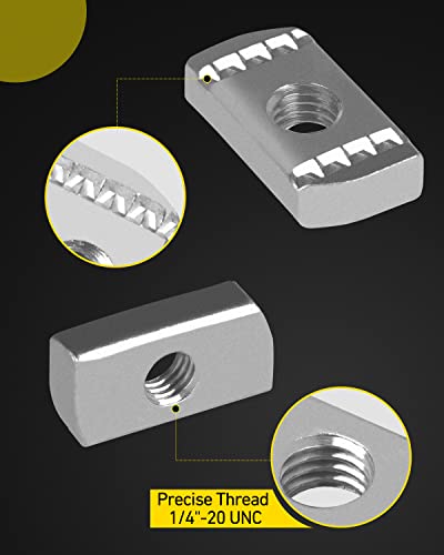 GZBEVITAR 1/4"-20 strut channel nuts without spring, 120-piece set; zinc-plated threaded nuts displayed