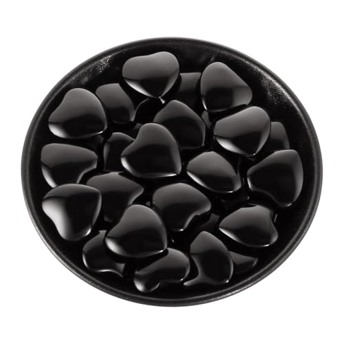 Tumbled Polished Natural Black Obsidian Crystal Heart Stones(20Pcs)