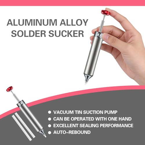 Desoldering Tool, Soldering Sucker Vacuum Soldering Remover Tool, Desoldering Pump Made of Aluminum Alloy, Vacuum Desoldering Pump, with 1 Silicone Nozzles Desoldering Suction Pump (150 mm), for