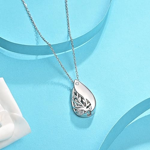 Sterling Silver Tree of Life Teardrop Urn Necklace for Human Ashes Memorial Keepsake Cremation Jewerly for Ashes for Women