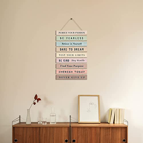 HPUINB Inspirational Quotes Wall Art,Inspirational Wood Sign,Rainbow Motivational Quote Wall Decor for Nursery,Be Kind Positive Phrases Wall Decorations For Kids Bedroom Decor Morandi