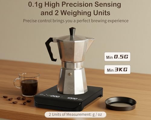 0.1g/3kg Rechargeable Coffee Scale with Three Timing Modes and Touch Button