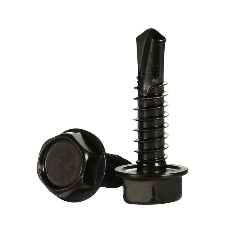 [Australia - AusPower] - #10 x 1" Hex Washer Head Self Drilling Screws, 410 Stainless Steel Self Tapping Sheet Metal Tek Screws, Black Oxide, 100 PCS #10 x 1" 