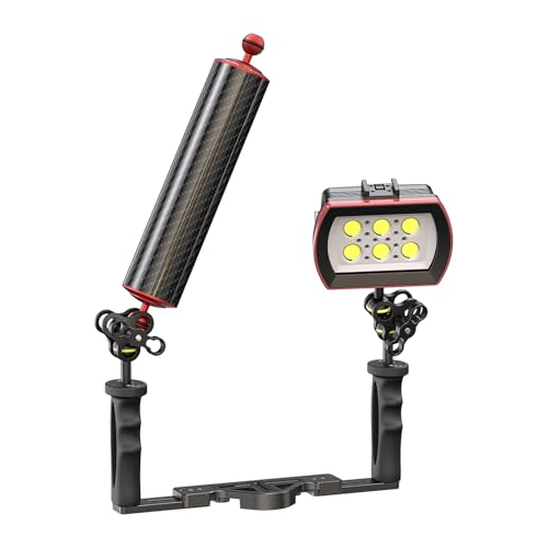 Carbon Fiber Underwater Float Arm with Dual Ball Mounts for Photography and Video, Compatible with Diving Trays, Video Lights, Strobes (red, 60mm12') 60mm12' red