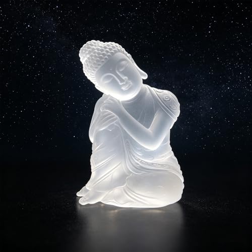 Transparent Resin Buddha Statue 5.9 Inch Home Decor White