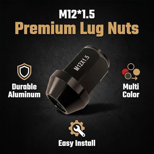 Viyukmiy M12x1.5 lightweight aluminum alloy hex wheel lug nuts, racing red set of 20