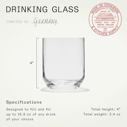 Made In Cookware - Drinking Glasses - 15 oz - Set of 4 - Made of Ultra-Durable Crystal - Crafted in Germany