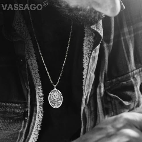 VASSAGO Metatron Cube Necklace Stainless Steel Archangel Metatron Pendant Necklace Geometric Saint Amulet Medal Religion Jewelry silver