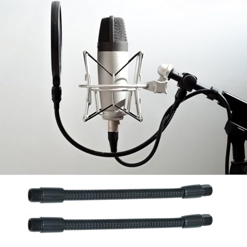 Ticha Pack of 2 6 inch microphone gooseneck, M10 thread metal hose, gooseneck, for lamp holder, microphone stand, DIY equipment mount